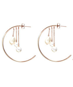 [925Silver] Silver Hoop Chain Pearls