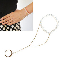 [핵진주,불꽃속으로협찬] Pearl Deouble Chain Finger Bracelet